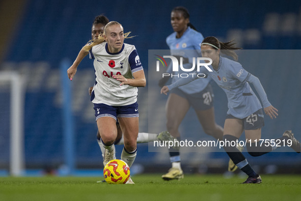 During the Barclays FA Women's Super League match between Manchester City and Tottenham Hotspur at the Etihad Stadium in Manchester, England...