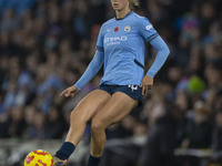 Kerstin Casparij #18 of Manchester City W.F.C. is in action during the Barclays FA Women's Super League match between Manchester City and To...