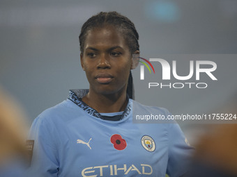 Khadija Shaw #21 of Manchester City W.F.C. participates in the Barclays FA Women's Super League match between Manchester City and Tottenham...