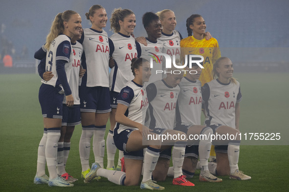 Tottenham Hotspur F.C. plays during the Barclays FA Women's Super League match between Manchester City and Tottenham Hotspur at the Etihad S...