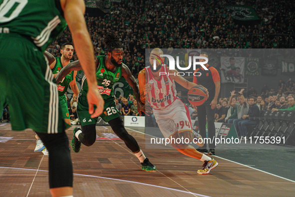 Evan Fournier participates in an action moment during the Euroleague game between Panathinaikos and Olympiacos, with a final score of 89-94,...