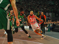 Evan Fournier participates in an action moment during the Euroleague game between Panathinaikos and Olympiacos, with a final score of 89-94,...