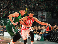 Nigel Williams-Goss participates in an action moment during the Euroleague game between Panathinaikos and Olympiacos, with a final score of...