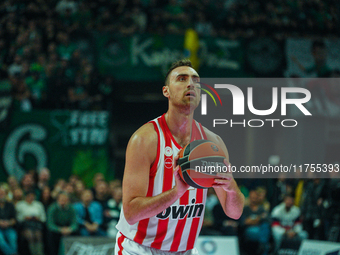 Nikola Milutinov is in an action moment during the Euroleague game between Panathinaikos and Olympiacos, with a final score of 89-94, at OAK...