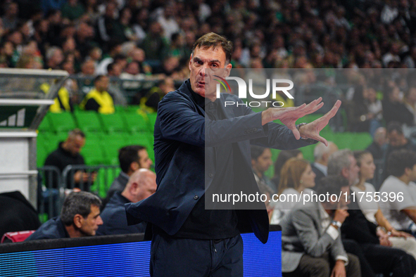 The coach of Olympiacos, Georgios Bartzokas, is present during the Euroleague game between Panathinaikos and Olympiacos, with a final score...