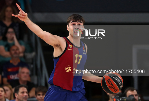 Juan Nunez plays during the match between FC Barcelona and Baskonia Vitoria-Gasteiz, corresponding to week 8 of the Turkish Airlines Eurolea...