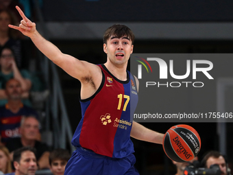 Juan Nunez plays during the match between FC Barcelona and Baskonia Vitoria-Gasteiz, corresponding to week 8 of the Turkish Airlines Eurolea...