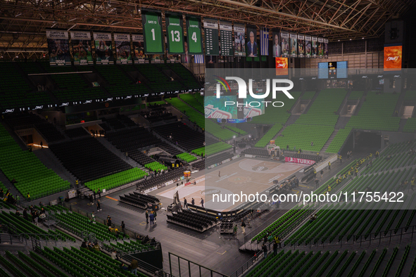 View of the OAKA stadium before the game between Panathinaikos and Olympiacos, with a final score of 89-94, at OAKA in Athens, Greece, on Se...