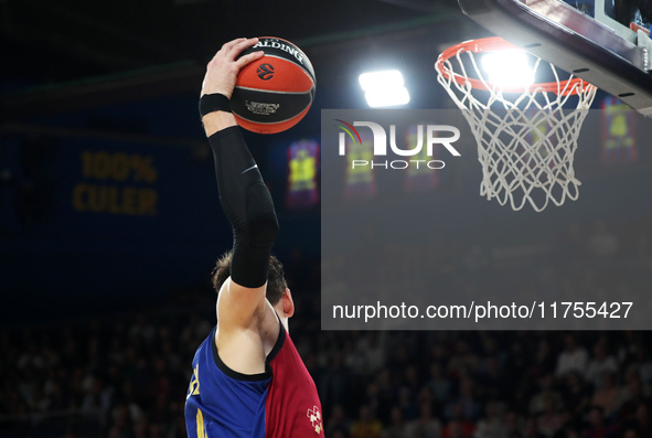 Jan Vesely plays during the match between FC Barcelona and Baskonia Vitoria-Gasteiz, corresponding to week 8 of the Turkish Airlines Eurolea...