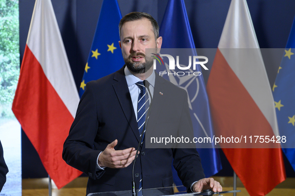 Polish Deputy Prime Minister and Defence Minister Wladyslaw Kosiniak-Kamysz speaks during a press conference in Warsaw, Poland, on November...