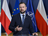 Polish Deputy Prime Minister and Defence Minister Wladyslaw Kosiniak-Kamysz speaks during a press conference in Warsaw, Poland, on November...