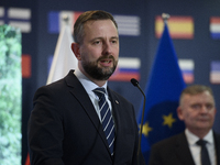 Polish Deputy Prime Minister and Defence Minister Wladyslaw Kosiniak-Kamysz speaks during a press conference in Warsaw, Poland, on November...