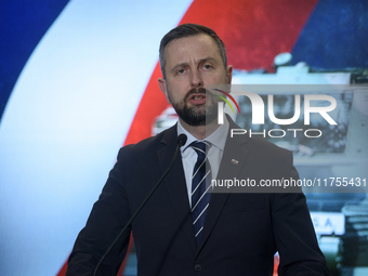 Polish Deputy Prime Minister and Defence Minister Wladyslaw Kosiniak-Kamysz speaks during a press conference in Warsaw, Poland, on November...