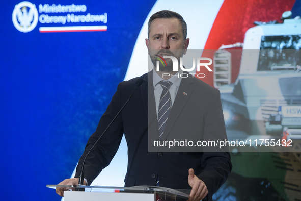 Polish Deputy Prime Minister and Defence Minister Wladyslaw Kosiniak-Kamysz speaks during a press conference in Warsaw, Poland, on November...