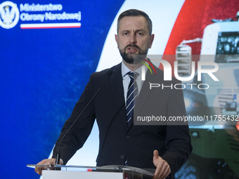 Polish Deputy Prime Minister and Defence Minister Wladyslaw Kosiniak-Kamysz speaks during a press conference in Warsaw, Poland, on November...