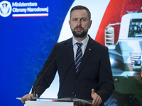 Polish Deputy Prime Minister and Defence Minister Wladyslaw Kosiniak-Kamysz speaks during a press conference in Warsaw, Poland, on November...