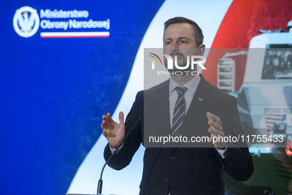 Polish Deputy Prime Minister and Defence Minister Wladyslaw Kosiniak-Kamysz speaks during a press conference in Warsaw, Poland, on November...