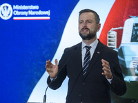 Polish Deputy Prime Minister and Defence Minister Wladyslaw Kosiniak-Kamysz speaks during a press conference in Warsaw, Poland, on November...