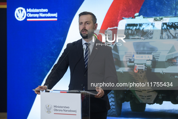 Polish Deputy Prime Minister and Defence Minister Wladyslaw Kosiniak-Kamysz speaks during a press conference in Warsaw, Poland, on November...