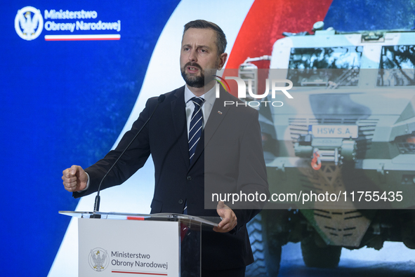 Polish Deputy Prime Minister and Defence Minister Wladyslaw Kosiniak-Kamysz speaks during a press conference in Warsaw, Poland, on November...