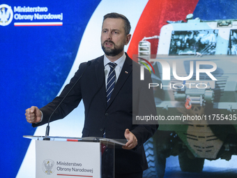 Polish Deputy Prime Minister and Defence Minister Wladyslaw Kosiniak-Kamysz speaks during a press conference in Warsaw, Poland, on November...