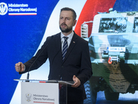 Polish Deputy Prime Minister and Defence Minister Wladyslaw Kosiniak-Kamysz speaks during a press conference in Warsaw, Poland, on November...