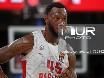 Donta Hall plays during the match between FC Barcelona and Baskonia Vitoria-Gasteiz, corresponding to week 8 of the Turkish Airlines Eurolea...