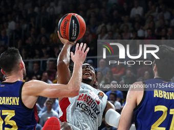 Chima Moneke plays during the match between FC Barcelona and Baskonia Vitoria-Gasteiz, corresponding to week 8 of the Turkish Airlines Eurol...