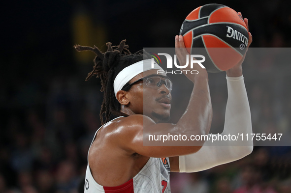 Chima Moneke plays during the match between FC Barcelona and Baskonia Vitoria-Gasteiz, corresponding to week 8 of the Turkish Airlines Eurol...