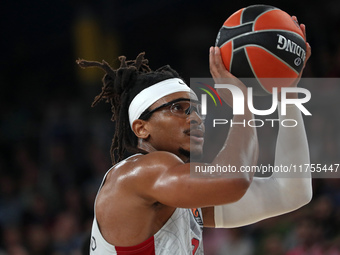 Chima Moneke plays during the match between FC Barcelona and Baskonia Vitoria-Gasteiz, corresponding to week 8 of the Turkish Airlines Eurol...