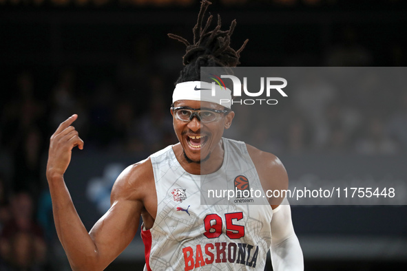 Chima Moneke plays during the match between FC Barcelona and Baskonia Vitoria-Gasteiz, corresponding to week 8 of the Turkish Airlines Eurol...