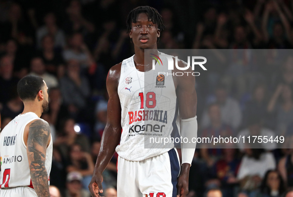 Khalifa Diop plays during the match between FC Barcelona and Baskonia Vitoria-Gasteiz, corresponding to week 8 of the Turkish Airlines Eurol...