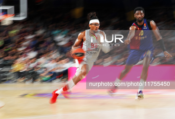 Chima Moneke and Chimezie Metu play during the match between FC Barcelona and Baskonia Vitoria-Gasteiz, corresponding to week 8 of the Turki...