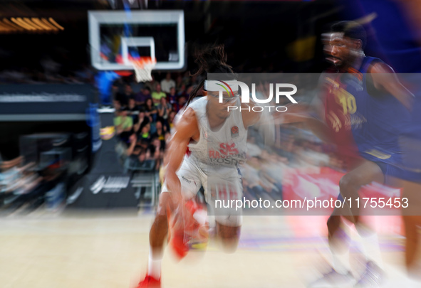 Chima Moneke and Chimezie Metu play during the match between FC Barcelona and Baskonia Vitoria-Gasteiz, corresponding to week 8 of the Turki...