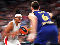 Chima Moneke and Jan Vesely play during the match between FC Barcelona and Baskonia Vitoria-Gasteiz in the week 8 of the Turkish Airlines Eu...