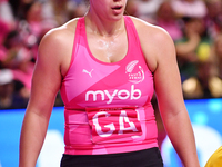 Maia Wilson of New Zealand looks on during the Fast5 Netball World Series match between New Zealand and Jamaica at the Wolfbrook Arena in Ch...