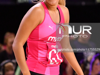 Martina Salmon of New Zealand looks on during the Fast5 Netball World Series match between New Zealand and Jamaica in Christchurch, New Zeal...