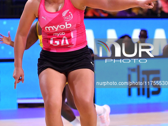 Maia Wilson of New Zealand reacts during the Fast5 Netball World Series match between New Zealand and Jamaica in Christchurch, New Zealand,...