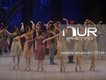 Dancers rehearse a fragment of the work Swan Lake at the Palace of Fine Arts in Mexico City, on November 8, 2024. The choreographic version...