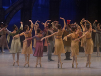 Dancers rehearse a fragment of the work Swan Lake at the Palace of Fine Arts in Mexico City, on November 8, 2024. The choreographic version...