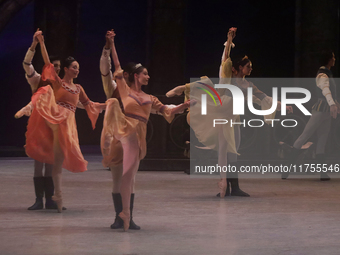 Dancers rehearse a fragment of the work Swan Lake at the Palace of Fine Arts in Mexico City, on November 8, 2024. The choreographic version...