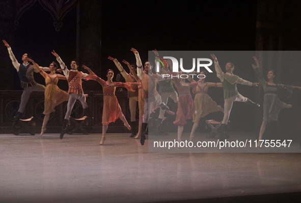 Dancers rehearse a fragment of the work Swan Lake at the Palace of Fine Arts in Mexico City, on November 8, 2024. The choreographic version...