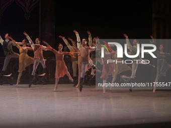 Dancers rehearse a fragment of the work Swan Lake at the Palace of Fine Arts in Mexico City, on November 8, 2024. The choreographic version...