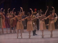 Dancers rehearse a fragment of the work Swan Lake at the Palace of Fine Arts in Mexico City, on November 8, 2024. The choreographic version...