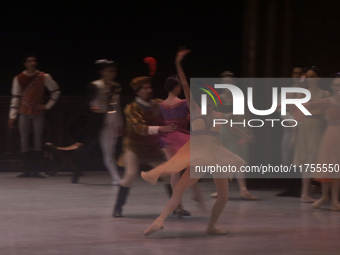 Dancers rehearse a fragment of the work Swan Lake at the Palace of Fine Arts in Mexico City, on November 8, 2024. The choreographic version...