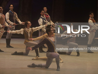 Dancers rehearse a fragment of the work Swan Lake at the Palace of Fine Arts in Mexico City, on November 8, 2024. The choreographic version...