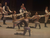 Dancers rehearse a fragment of the work Swan Lake at the Palace of Fine Arts in Mexico City, on November 8, 2024. The choreographic version...