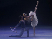 Dancers rehearse a fragment of the work Swan Lake at the Palace of Fine Arts in Mexico City, on November 8, 2024. The choreographic version...