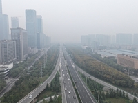 A high-tech zone is shrouded in thick smog in Xi'an, Shaanxi province, China, on November 9, 2024. (