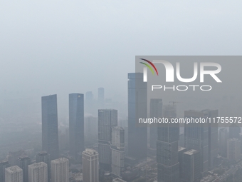 A high-tech zone is shrouded in thick smog in Xi'an, Shaanxi province, China, on November 9, 2024. (